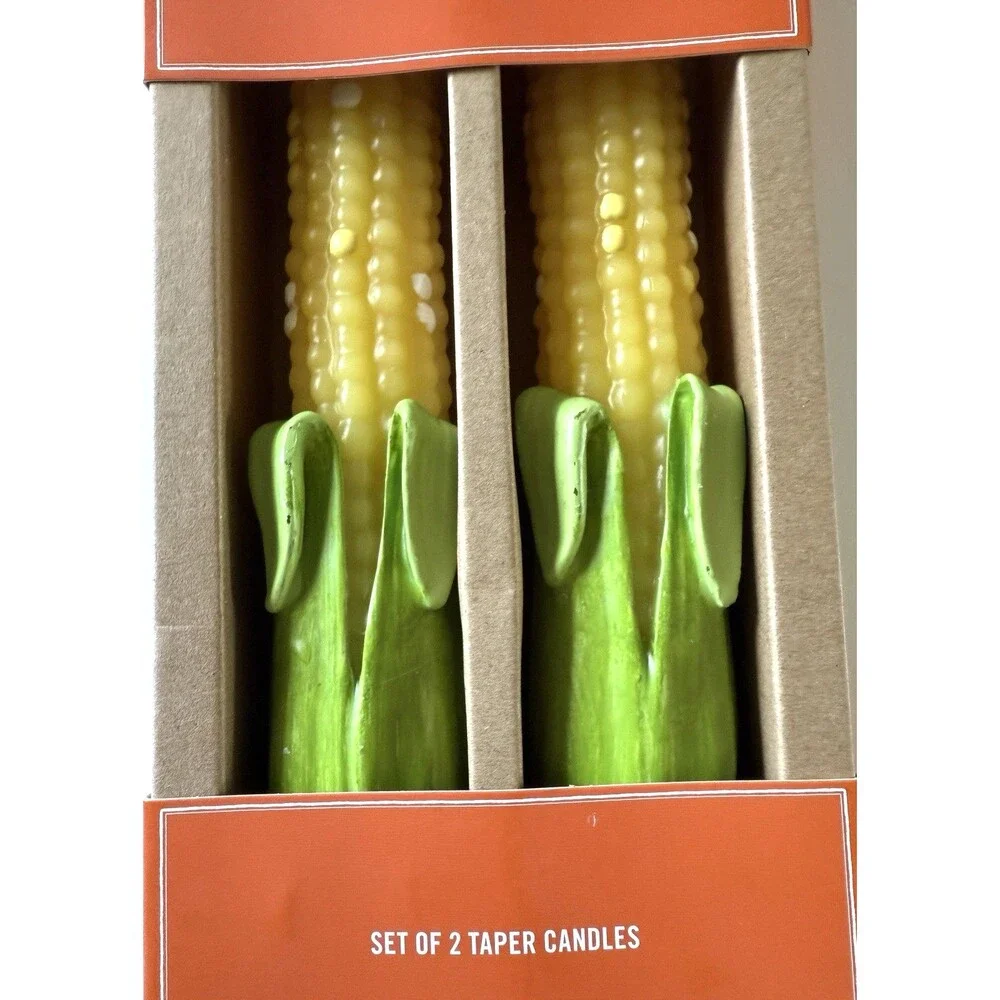 Martha Stewart Corn on the Cob Taper Pillar Candles Set of 2 Unique Thanksgiving